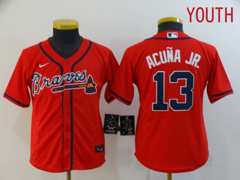 Youth Atlanta Braves #13 Acuna jr Red Nike Game MLB Jerseys->new york yankees->MLB Jersey